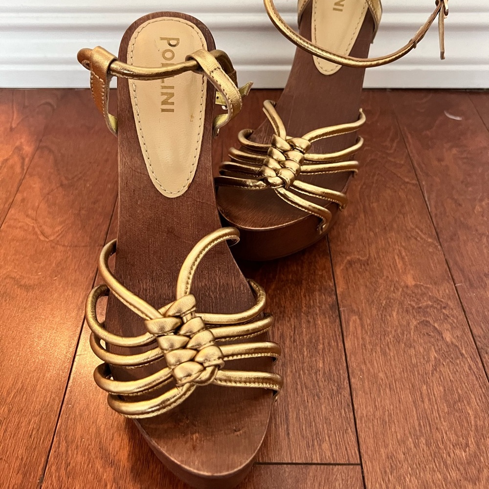 Pollini Gold Sandals NWT